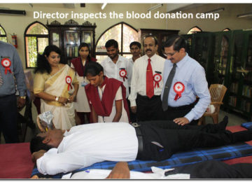 Director inspects the blood donation camp